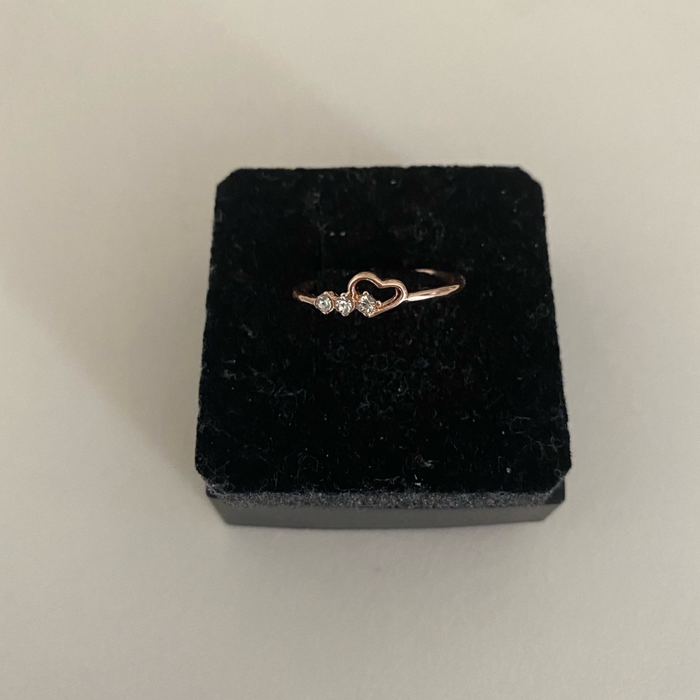 18K Gold Plated Rose Gold Cutout Adjustable Heart Ring